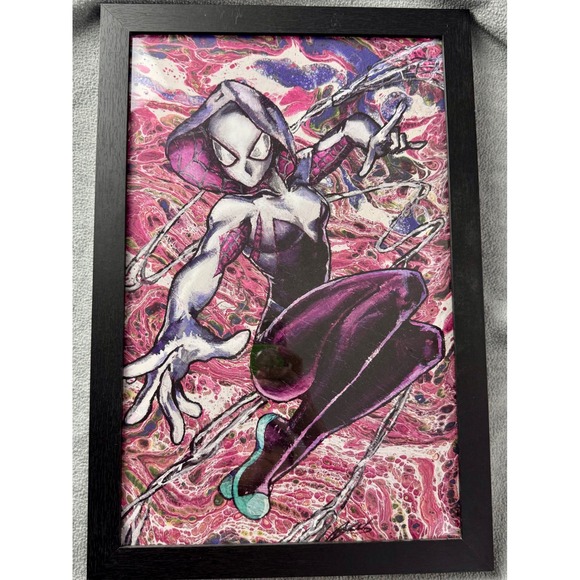 Other - Marvel‎ Spider-Man Art Prints Framed Set Miles Morales Spider-Gwen Venom Carnage